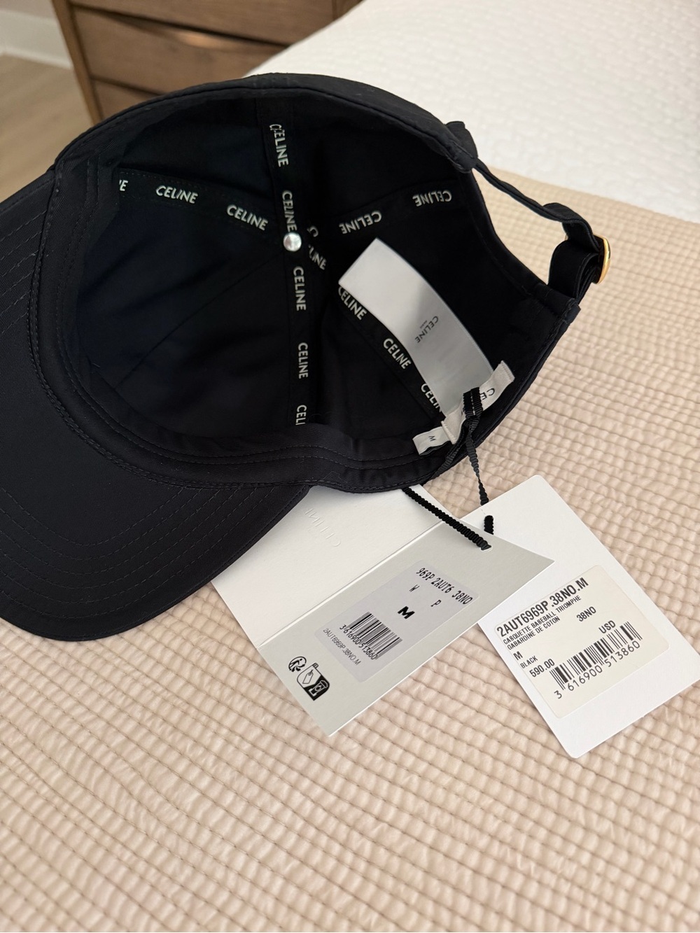 NWT Celine Black Triomphe Baseball Cap - Picture 5 of 10